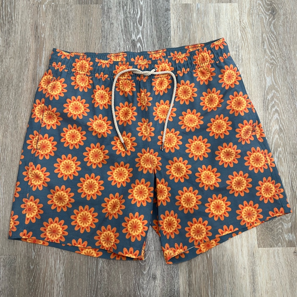 Fair Harbor Orange Floral Patterned Shorts